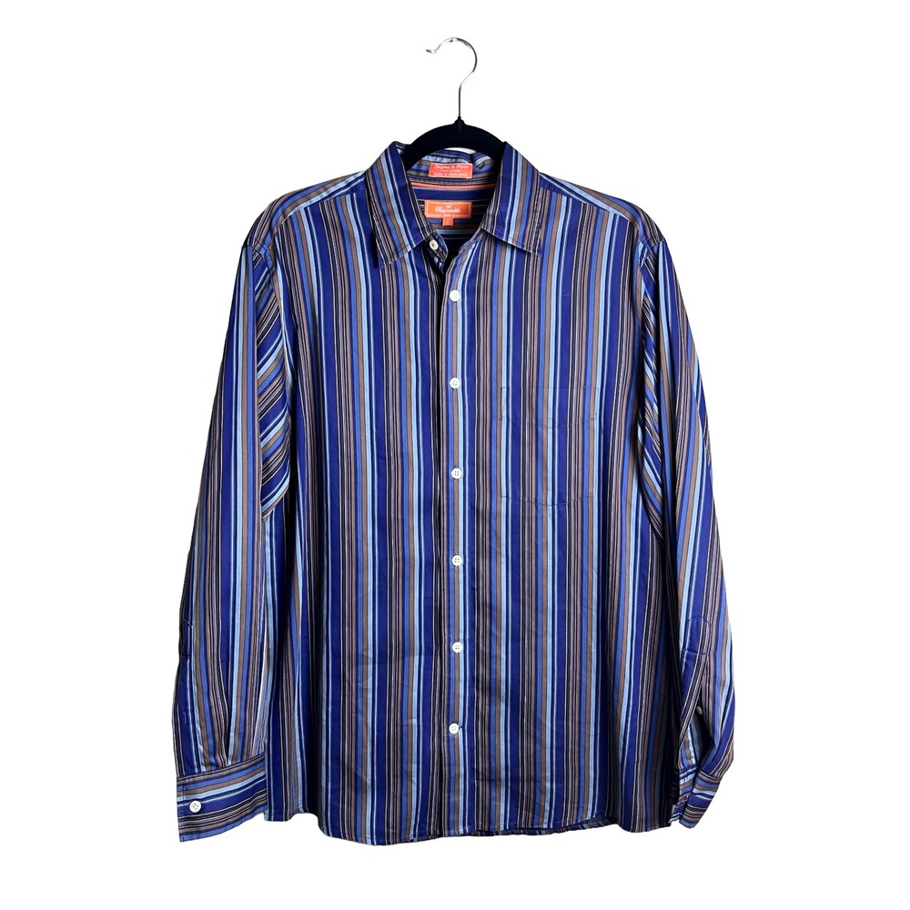 Façonnable Jeans Blue Multi Color‎ Striped Button Down Shirt Size S